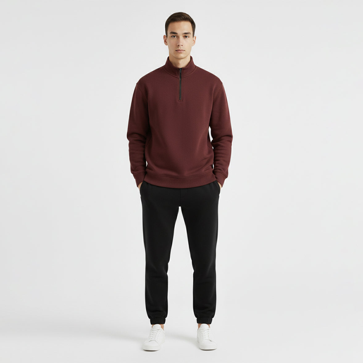 [OZS] Oversized Quarter Zipper Sweatshirt